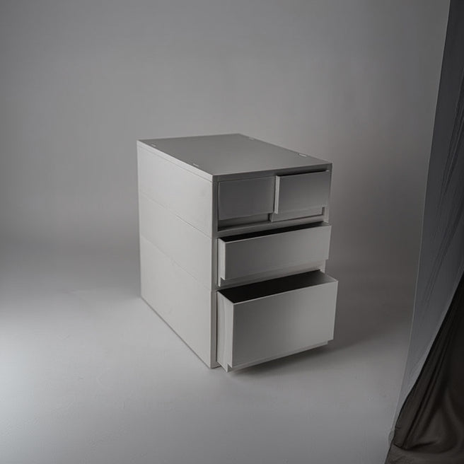 Smart Storage Pp Vertical Drawer Threelayer Combination Cabinet With Gray White Wheels