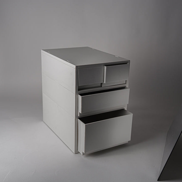 Smart Storage Pp Vertical Drawer Threelayer Combination Cabinet With Gray White Wheels