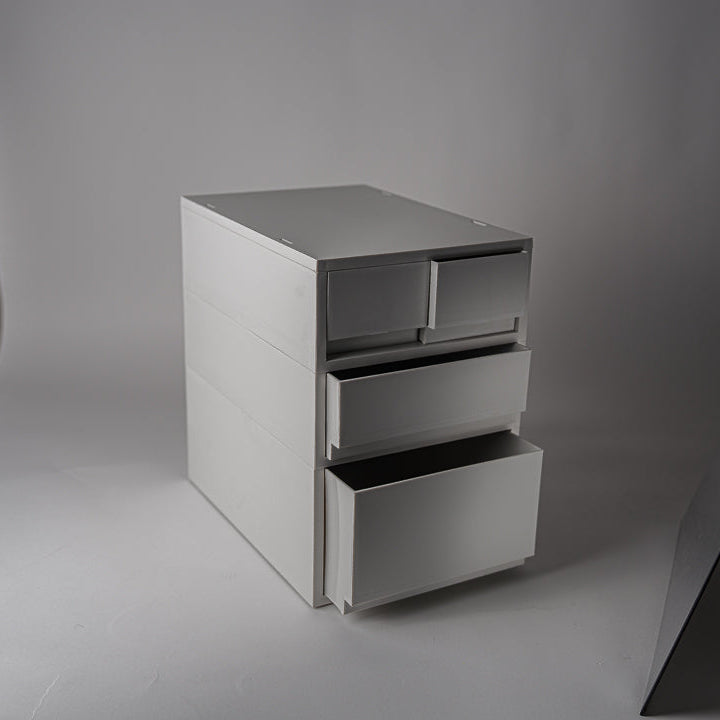 Smart Storage Pp Vertical Drawer Threelayer Combination Cabinet With Gray White Wheels